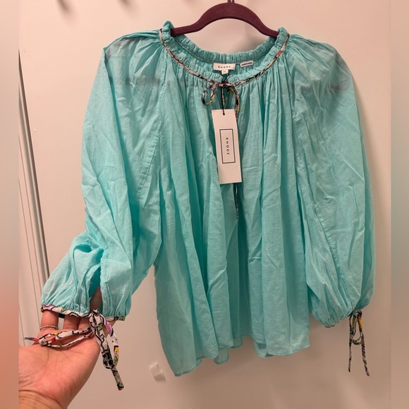 RHODE Jamie Top Aquamarine Blouse NWT - Picture 2 of 10